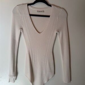 Abercrombie & Fitch Cream V-Neck Sweater